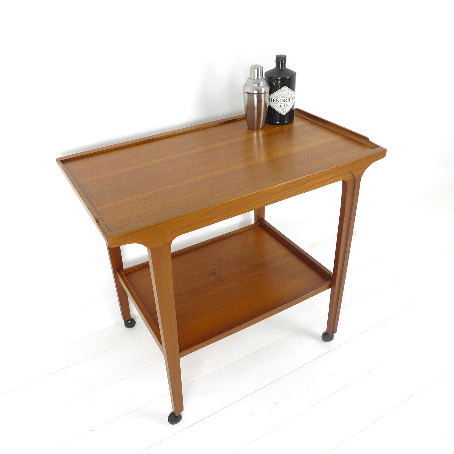 Mid Century Teak Drinks Trolley / Bar Cart / Record Player Stand Table