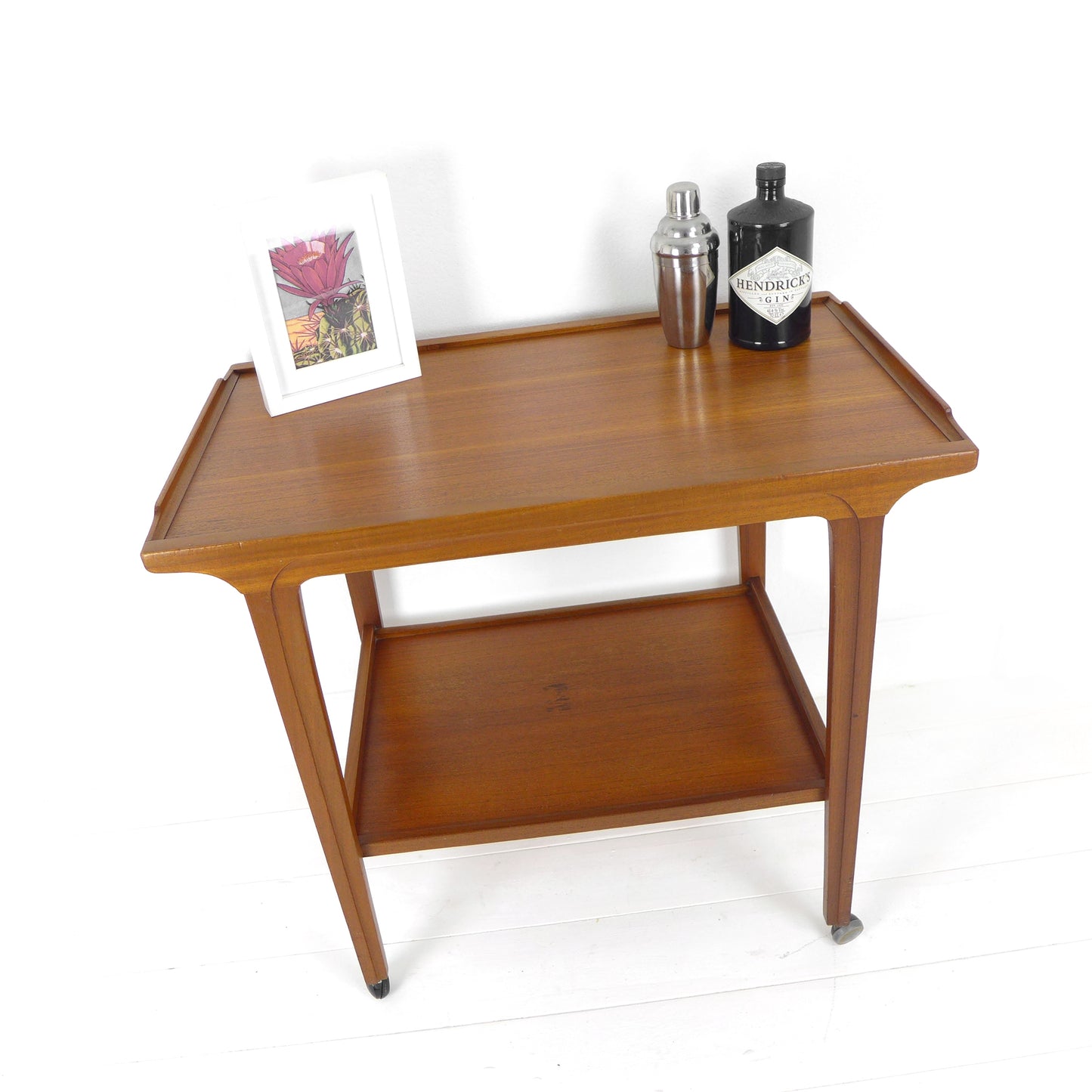 Mid Century Teak Drinks Trolley / Bar Cart / Record Player Stand Table