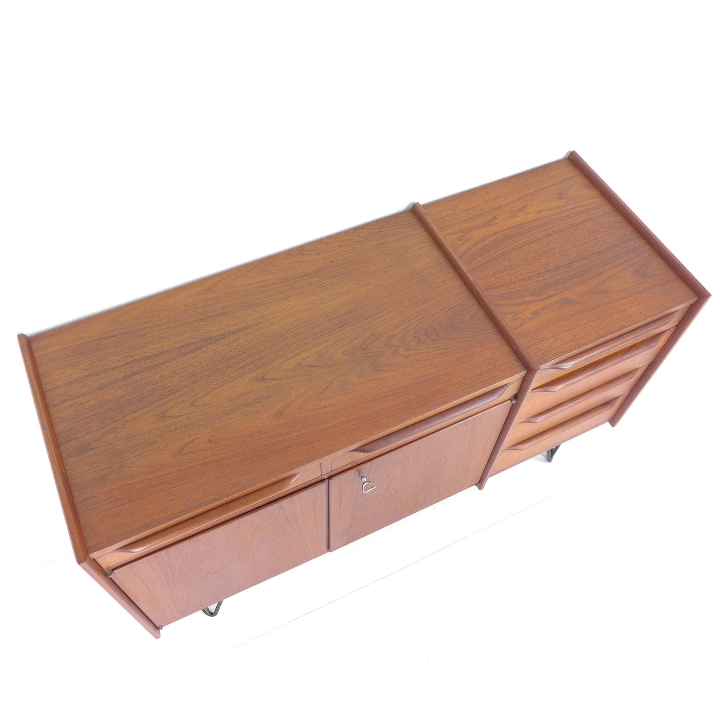 Mid Century Teak Sideboard on Hairpin Legs - Record Cabinet