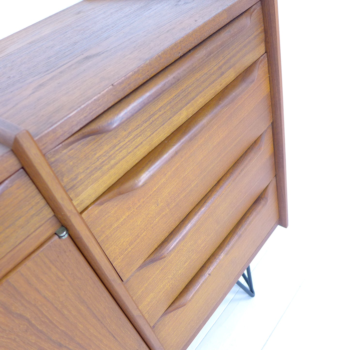 Mid Century Teak Sideboard on Hairpin Legs - Record Cabinet