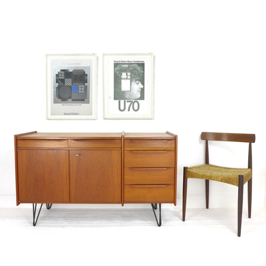 Mid Century Teak Sideboard on Hairpin Legs - Record Cabinet