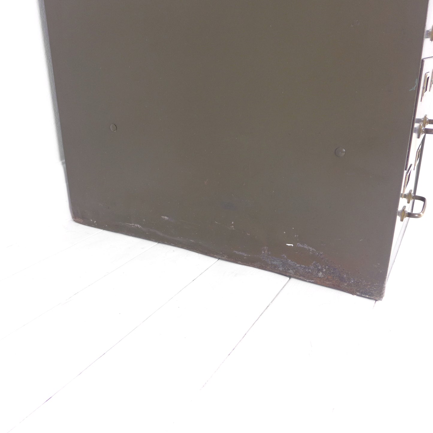 Vintage Metal Filing Cabinet by Artmetal - Brass Fittings - Industrial 9 Narrow Drawers in Green