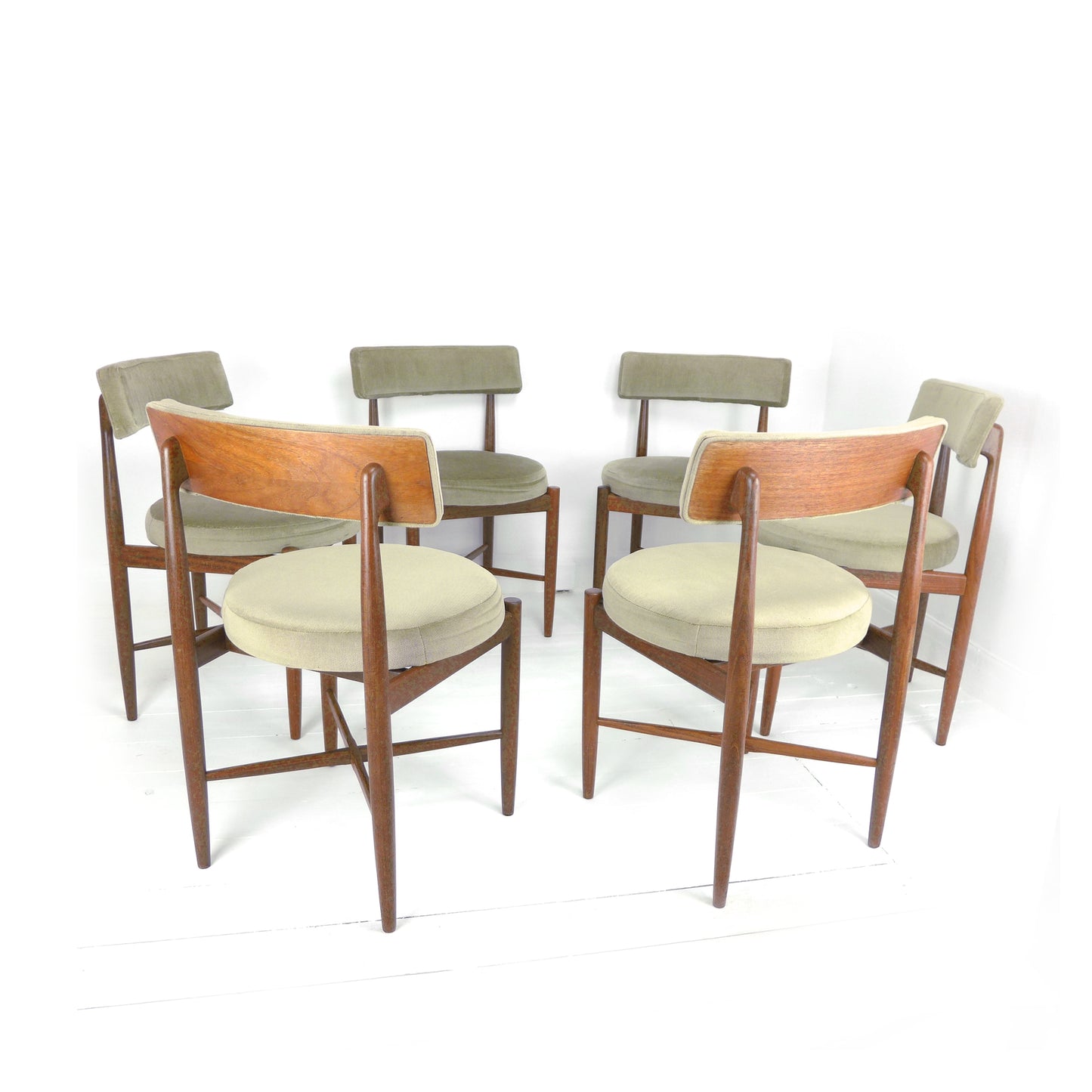 Vintage G PLAN Dining Chairs x6 Kofod Larsen - Original Velvet Upholstery - Mid Century Teak Set of 6