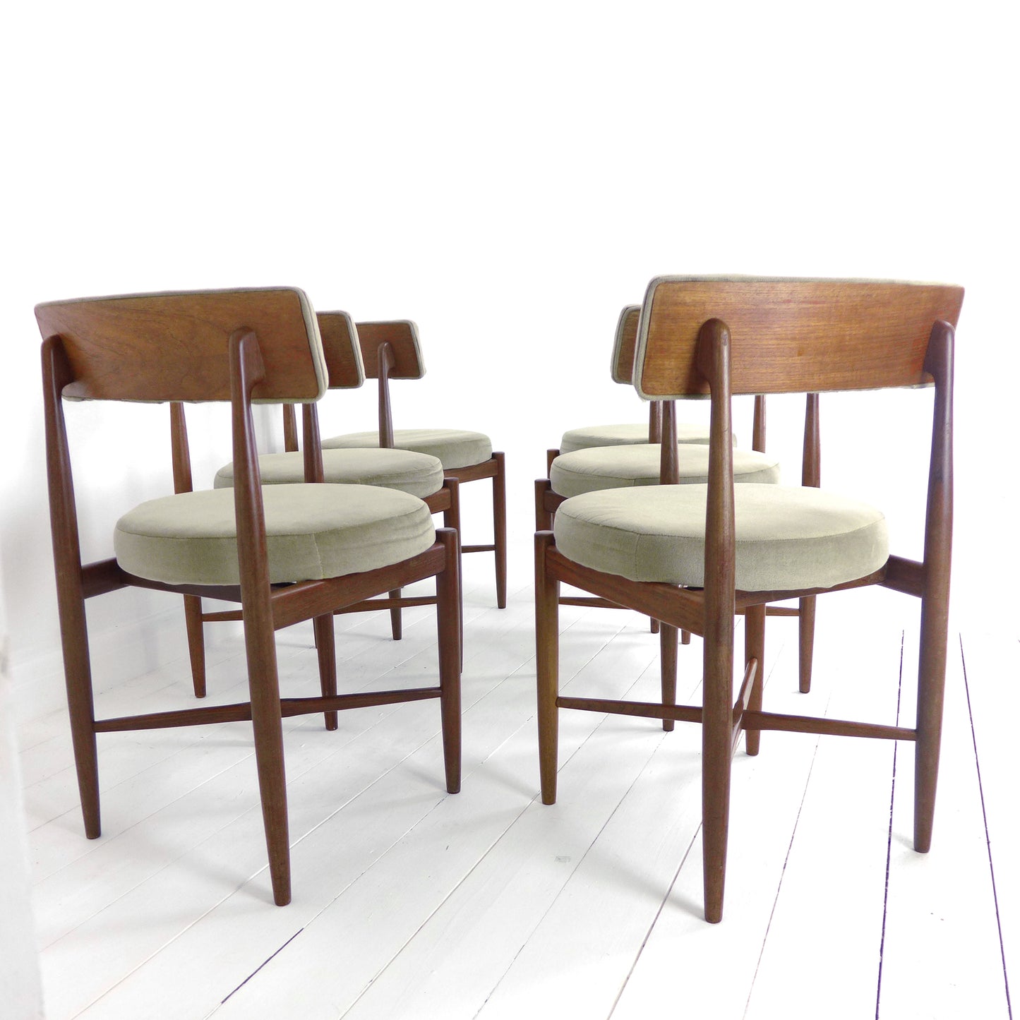 Vintage G PLAN Dining Chairs x6 Kofod Larsen - Original Velvet Upholstery - Mid Century Teak Set of 6
