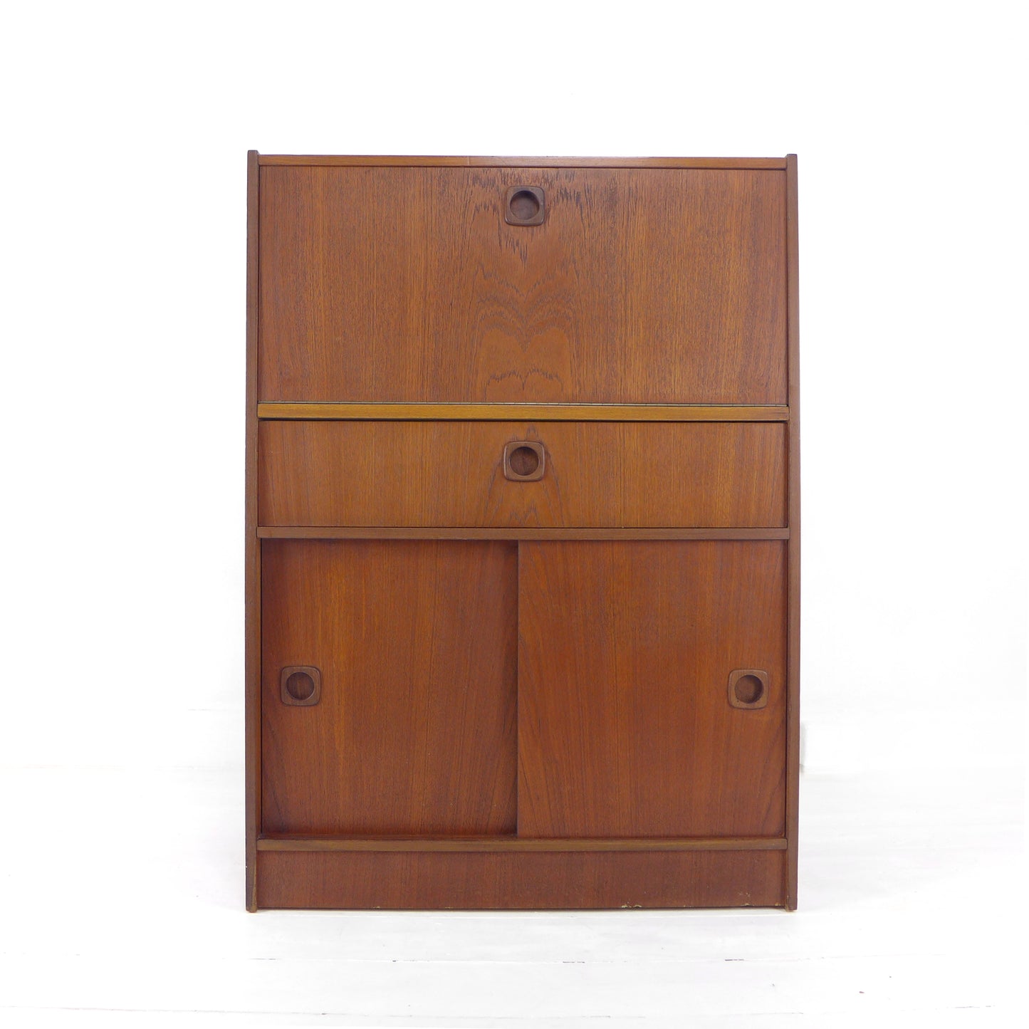 Mid Century Teak Desk / Bureau - Home Office Station with Storage