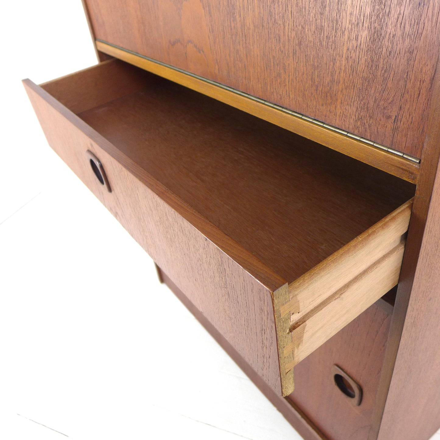 Mid Century Teak Desk / Bureau - Home Office Station with Storage