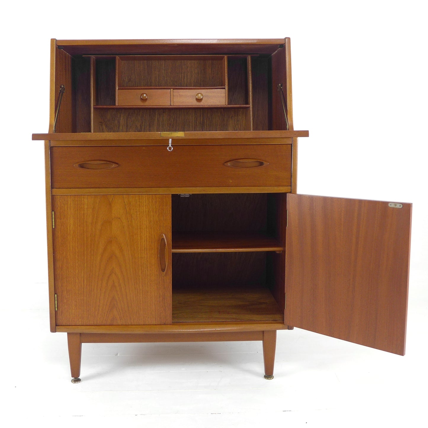 Mid Century JENTIQUE Teak Desk / Writing Bureau - Home Office Station with Storage