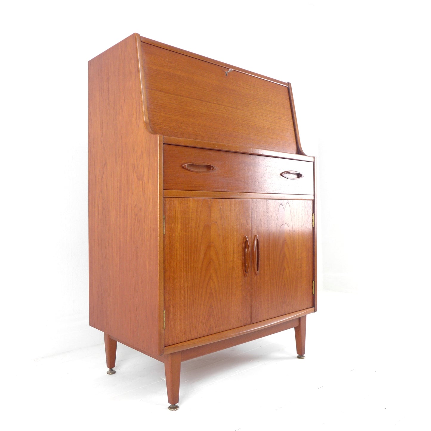 Mid Century JENTIQUE Teak Desk / Writing Bureau - Home Office Station with Storage