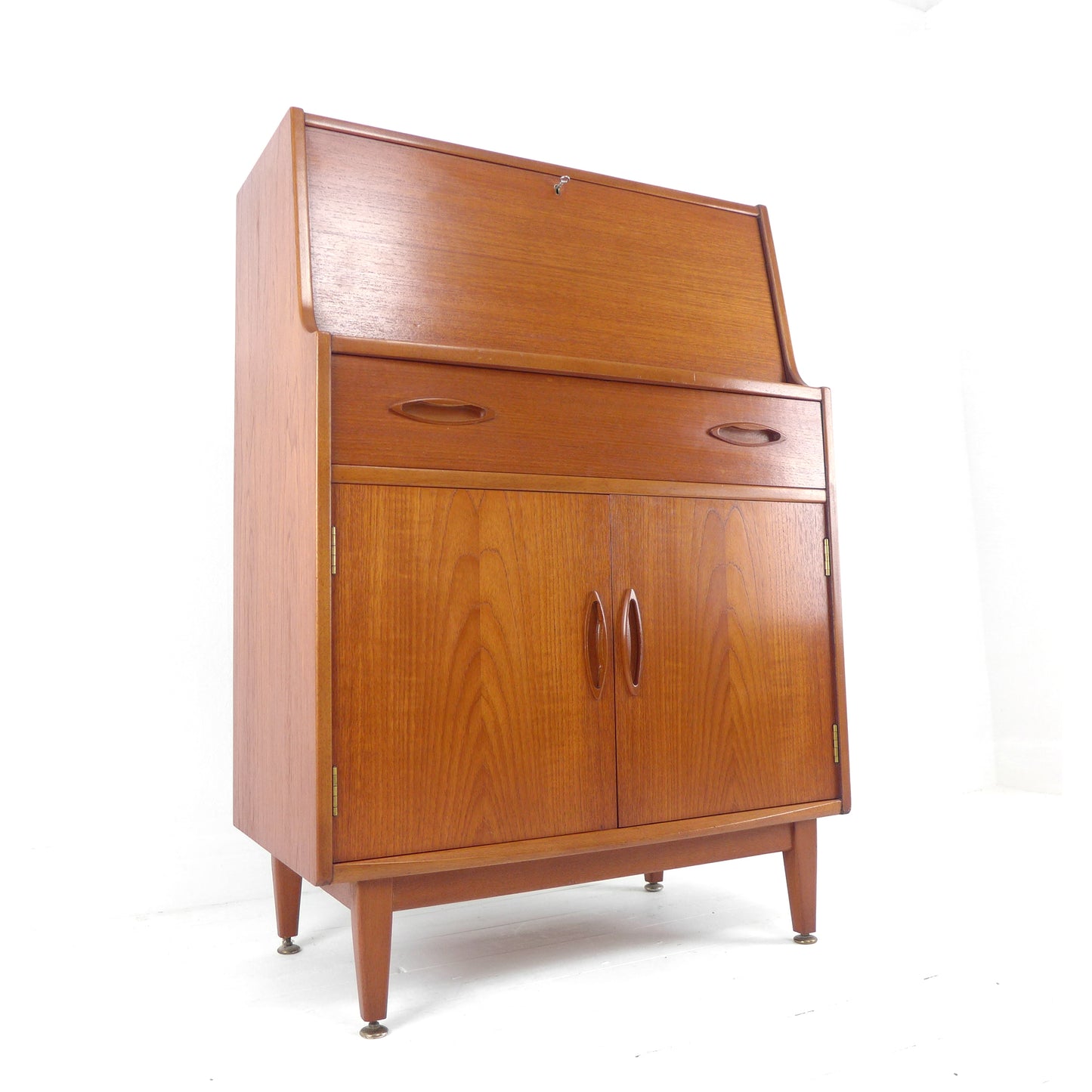 Mid Century JENTIQUE Teak Desk / Writing Bureau - Home Office Station with Storage