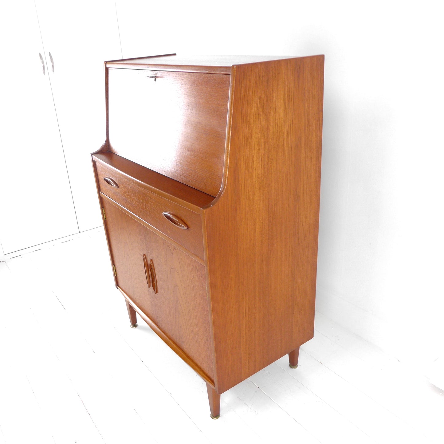 Mid Century JENTIQUE Teak Desk / Writing Bureau - Home Office Station with Storage