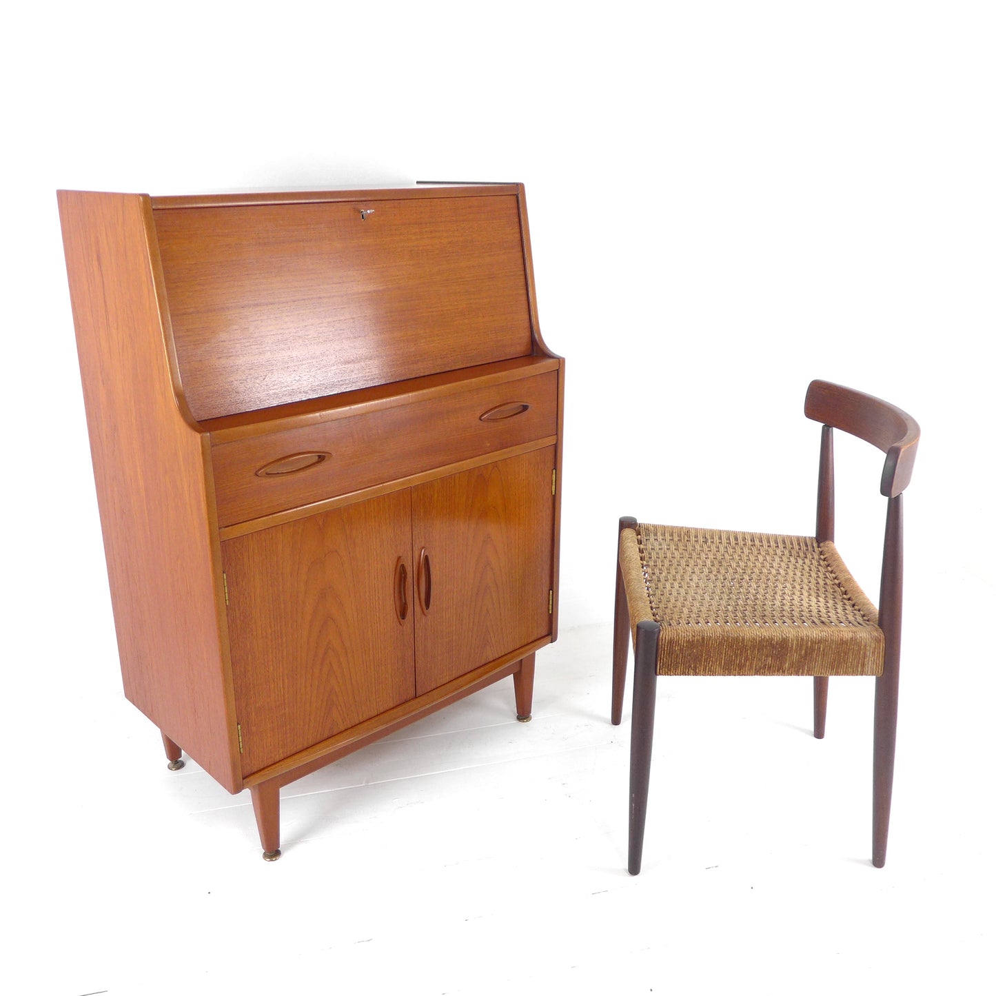 Mid Century JENTIQUE Teak Desk / Writing Bureau - Home Office Station with Storage
