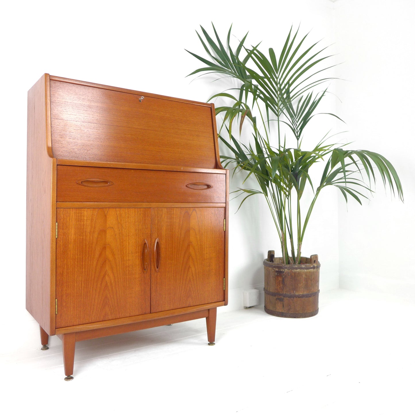 Mid Century JENTIQUE Teak Desk / Writing Bureau - Home Office Station with Storage