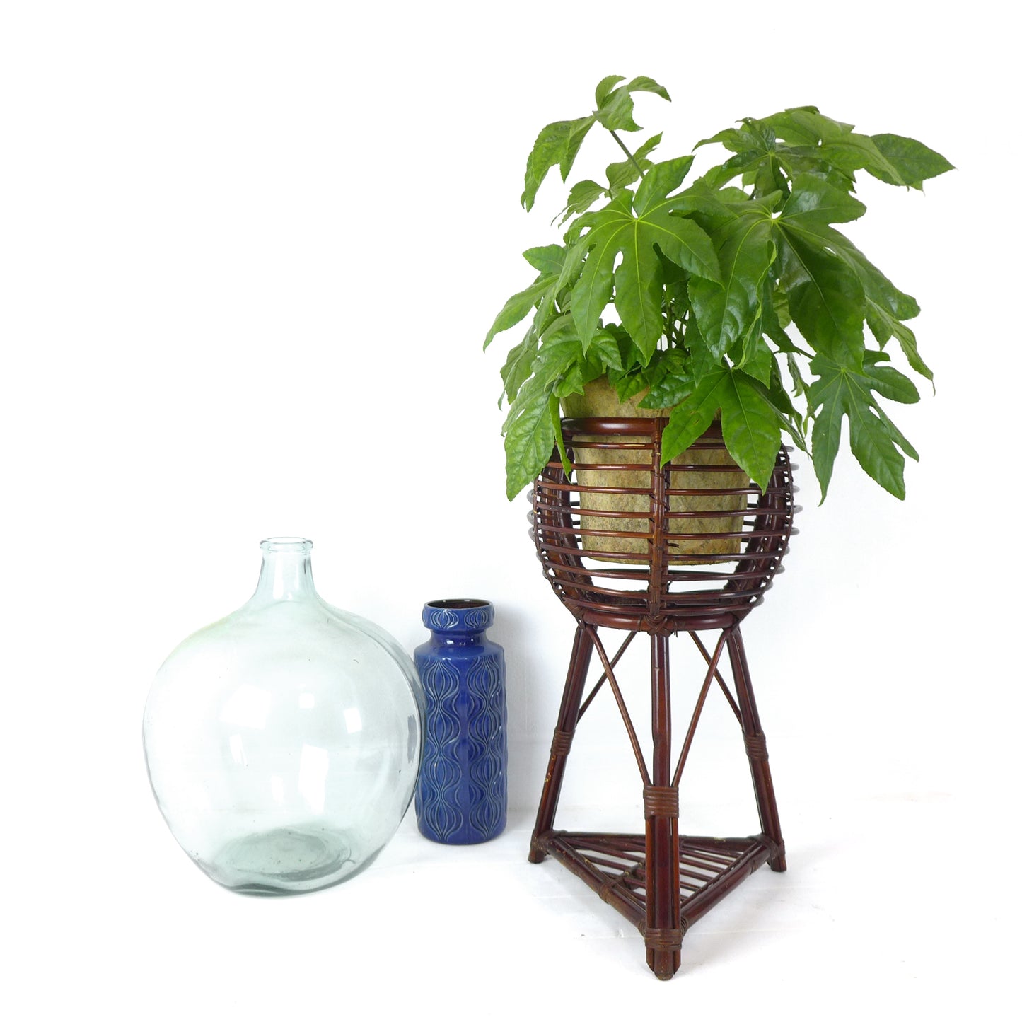 Large Vintage 1970's Bamboo Plant Stand - Mid Century