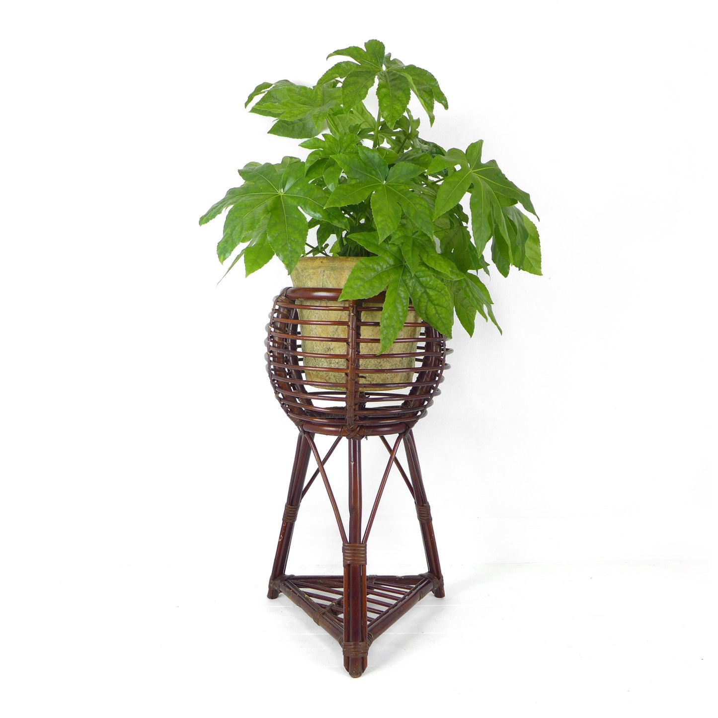Large Vintage 1970's Bamboo Plant Stand - Mid Century