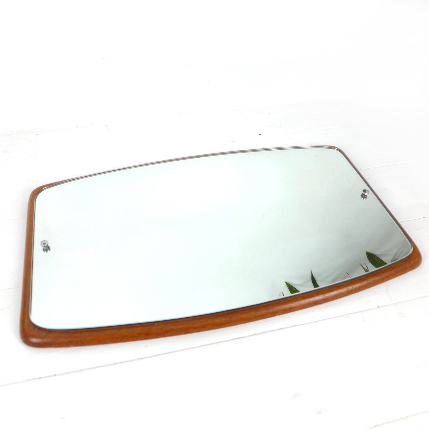 Mid Century Teak Mirror - Vintage 1960's Atomic - Oval/Rectangular