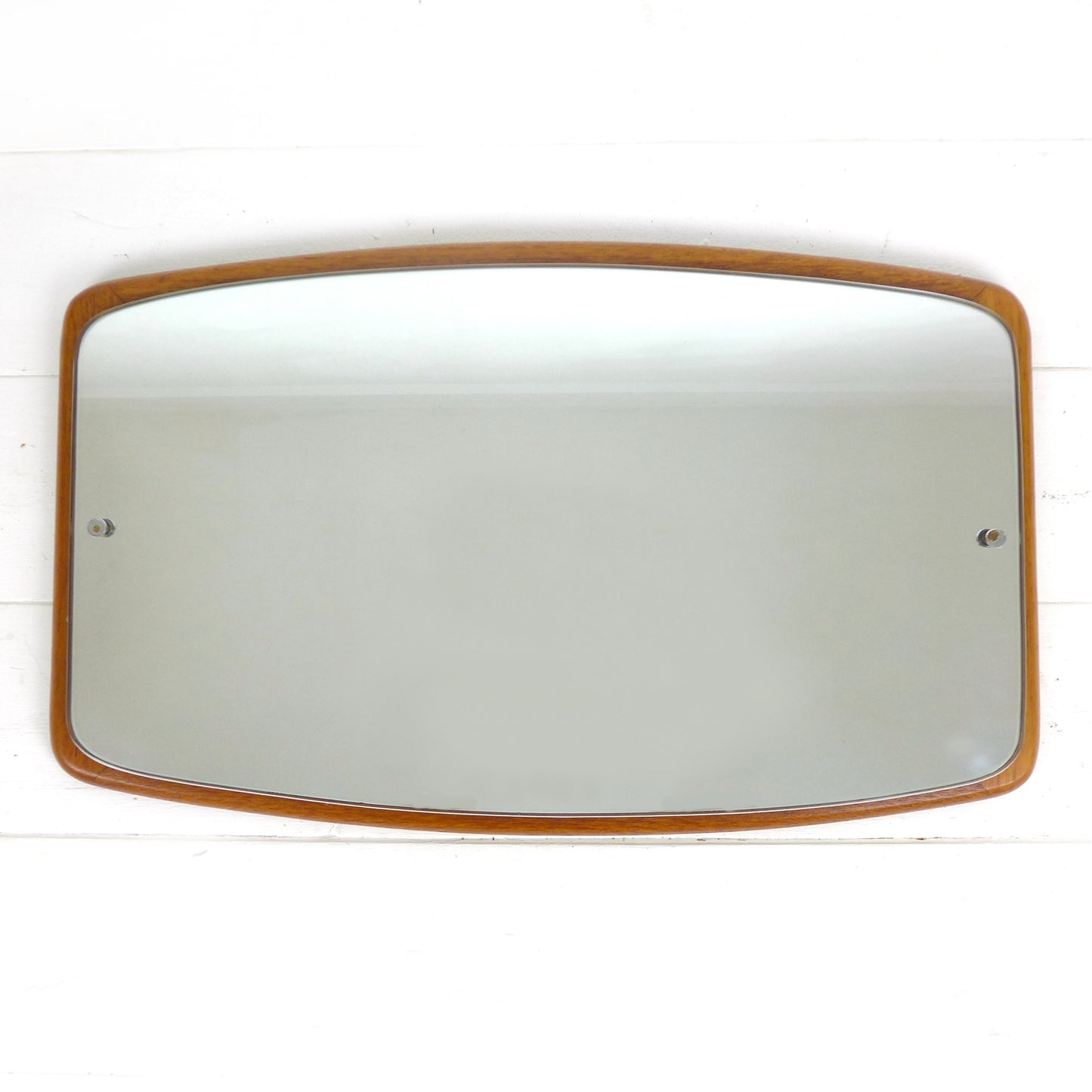 Mid Century Teak Mirror - Vintage 1960's Atomic - Oval/Rectangular