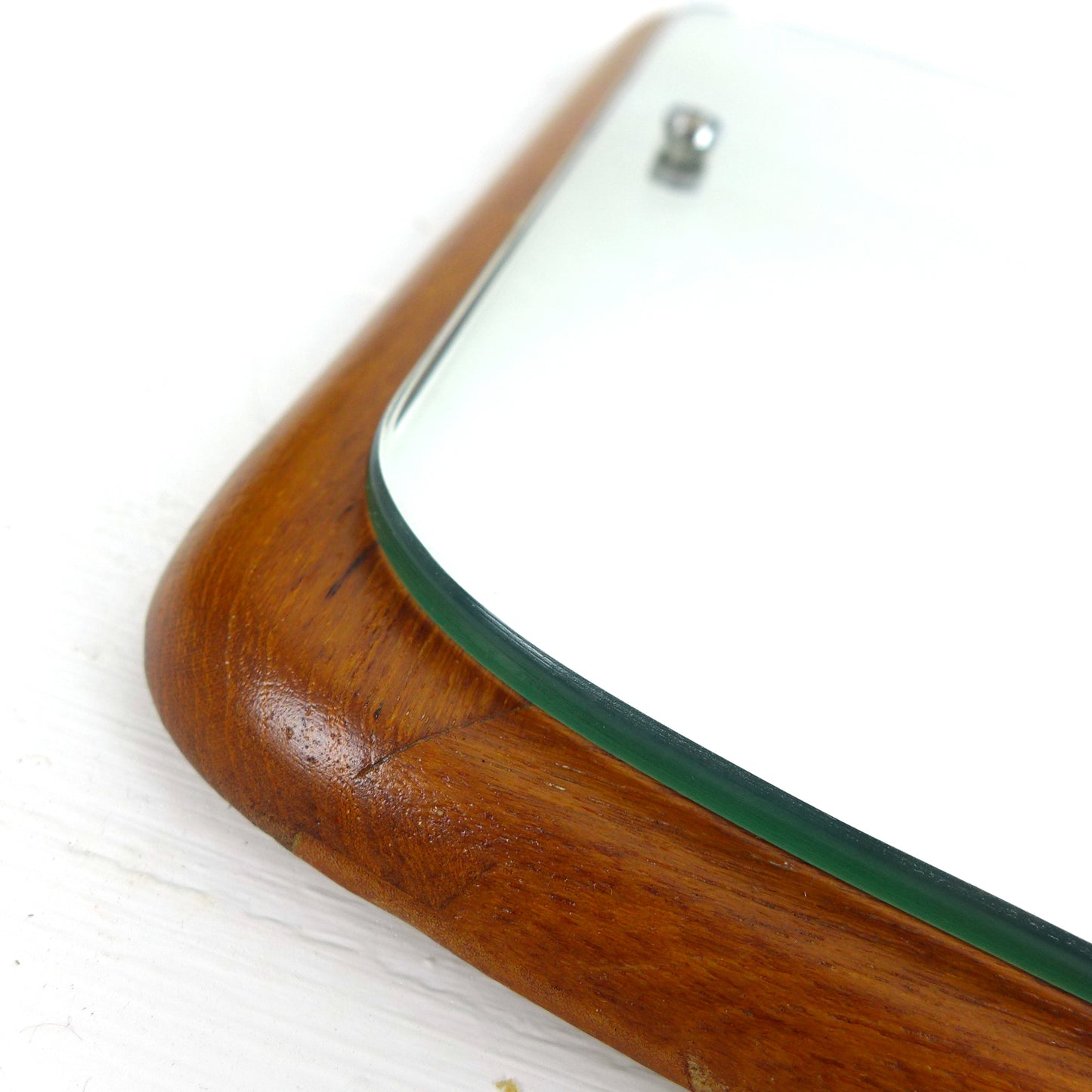 Mid Century Teak Mirror - Vintage 1960's Atomic - Oval/Rectangular
