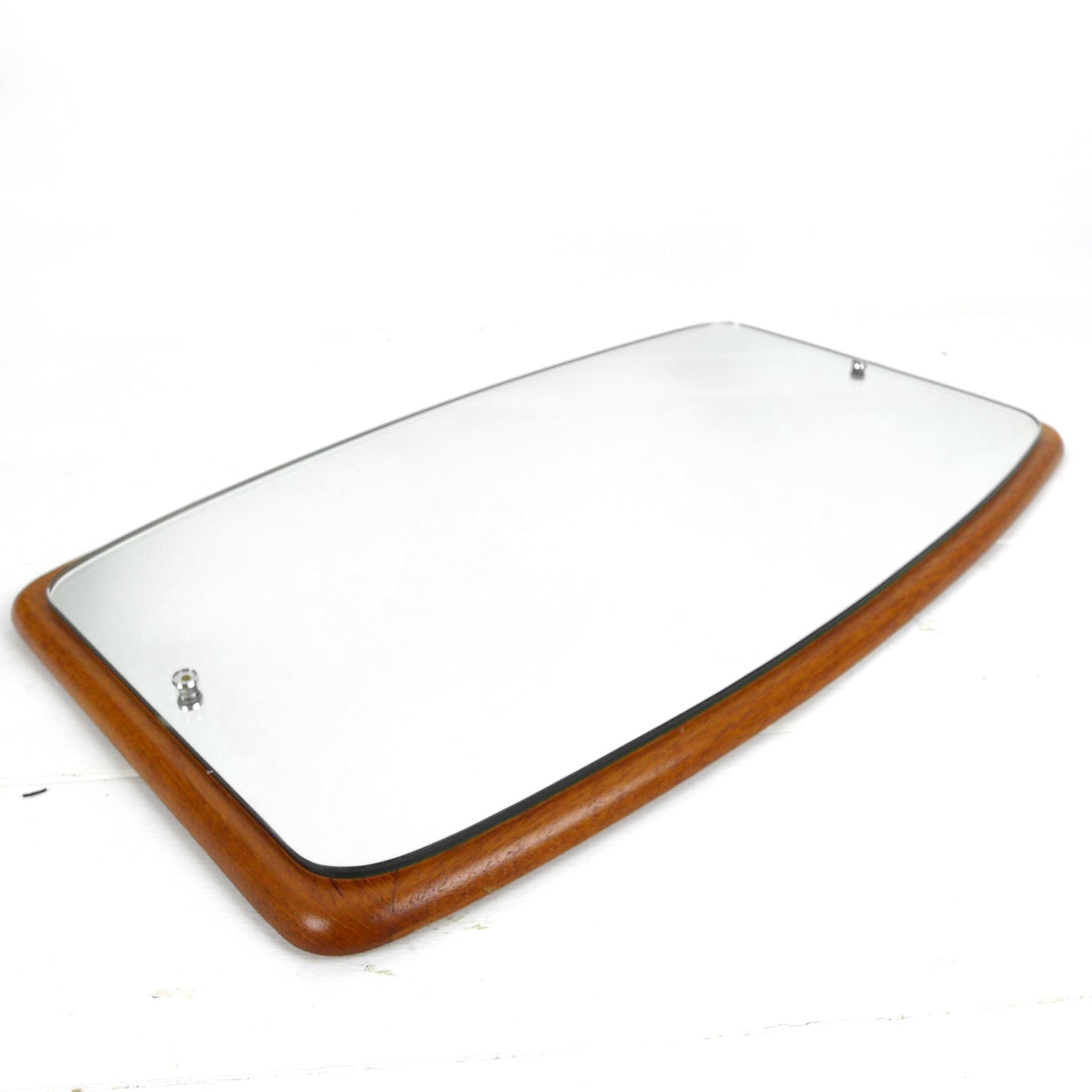Mid Century Teak Mirror - Vintage 1960's Atomic - Oval/Rectangular