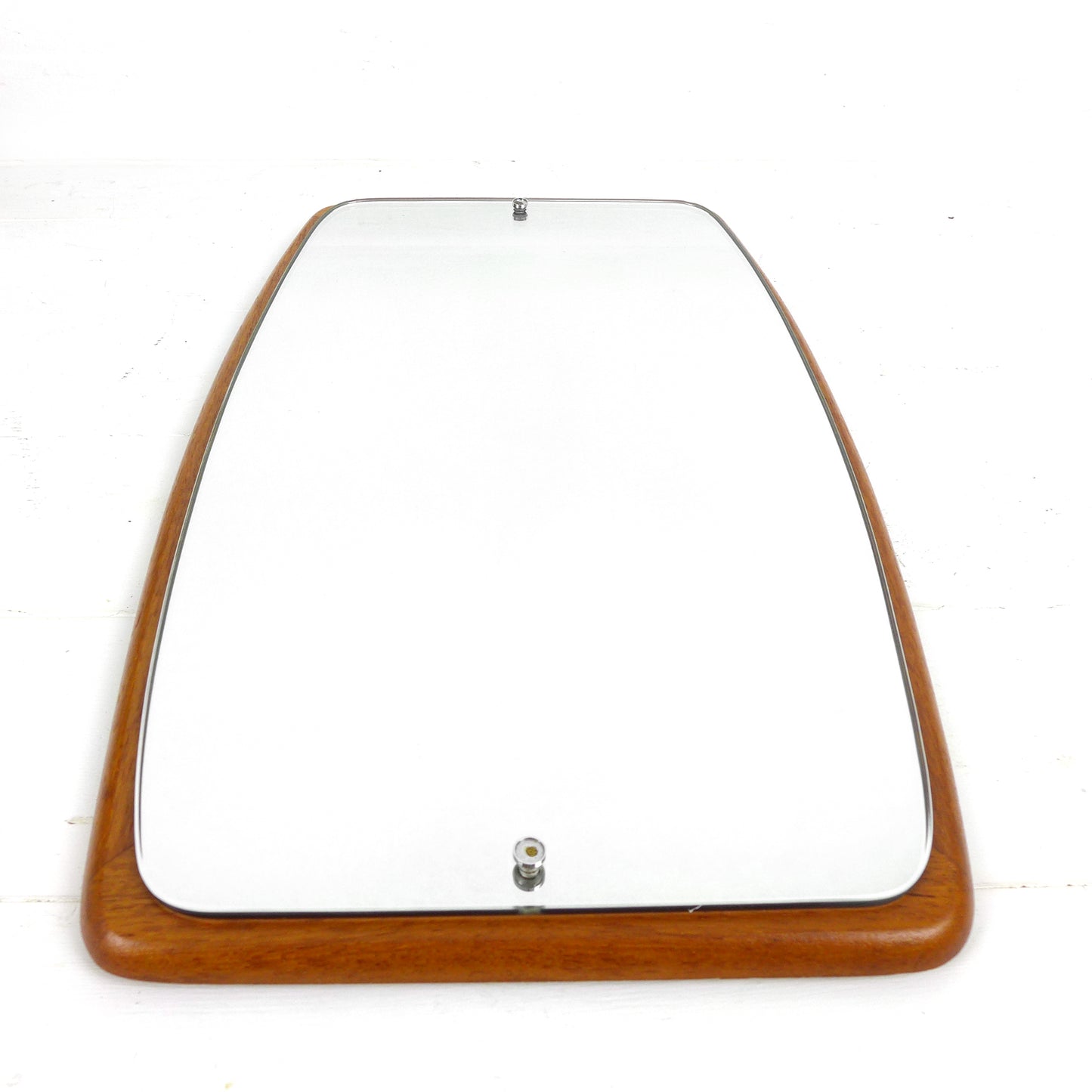 Mid Century Teak Mirror - Vintage 1960's Atomic - Oval/Rectangular