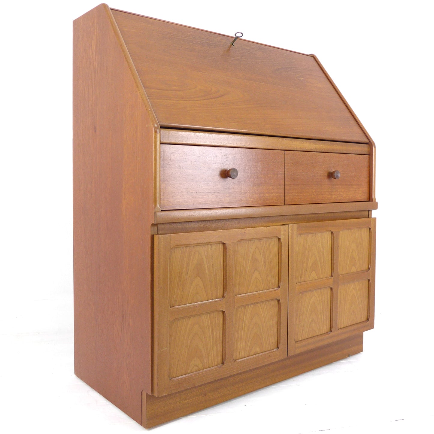 Mid Century NATHAN Teak Desk / Writing Bureau - Home Office Station with Storage