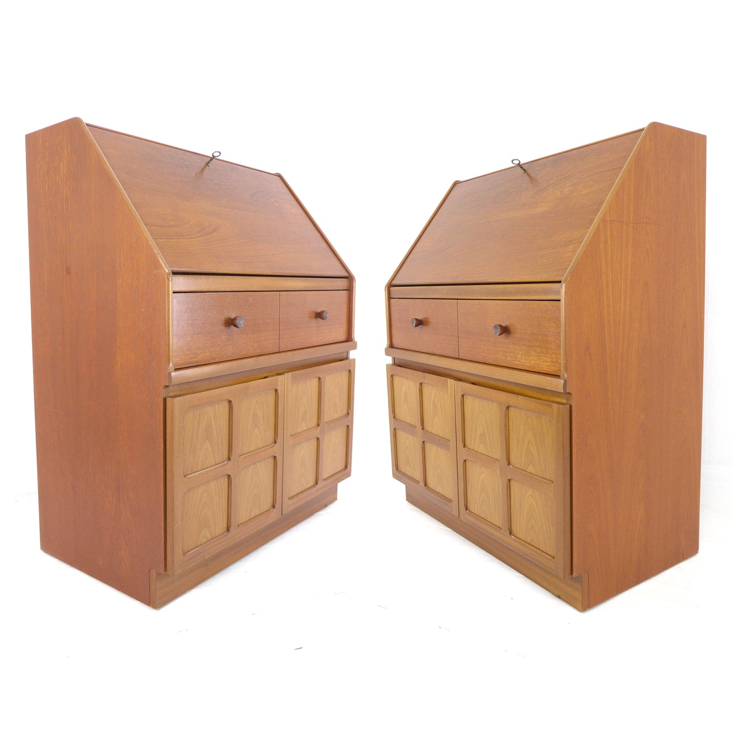 Mid Century NATHAN Teak Desk / Writing Bureau - Home Office Station with Storage