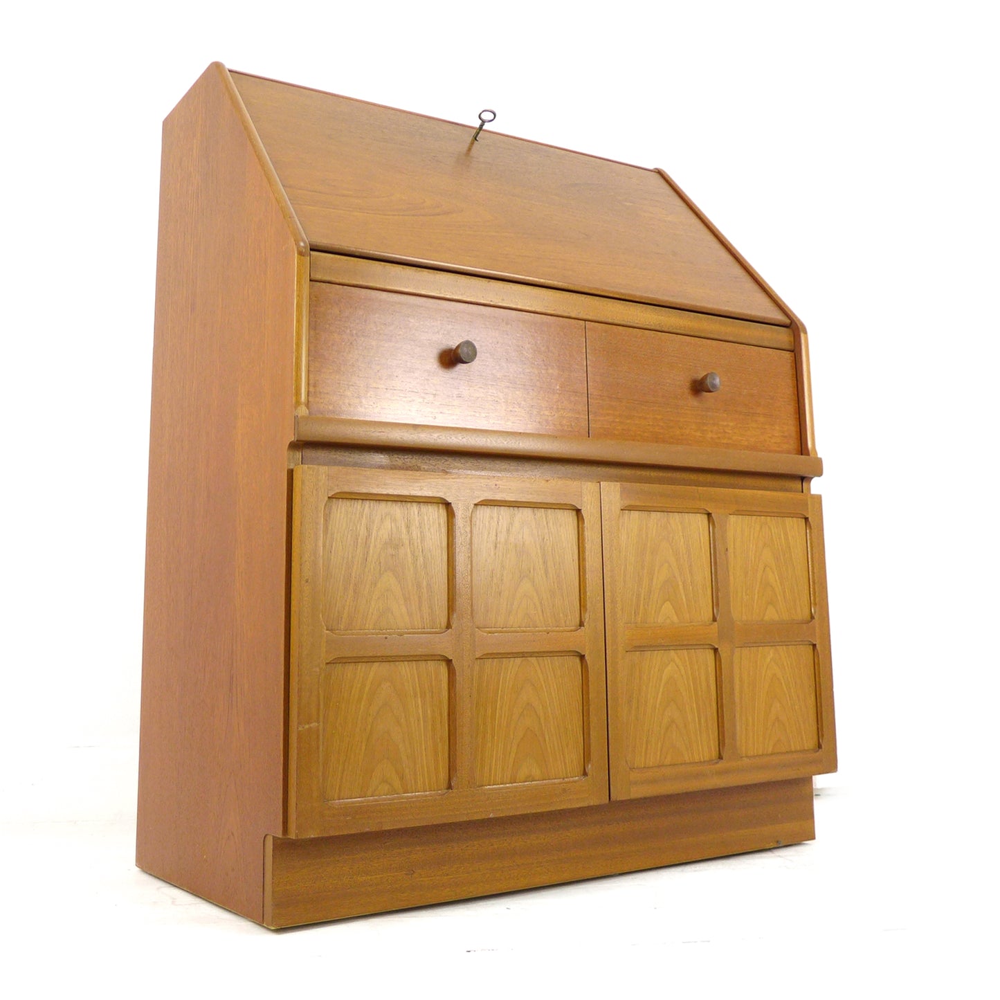 Mid Century NATHAN Teak Desk / Writing Bureau - Home Office Station with Storage