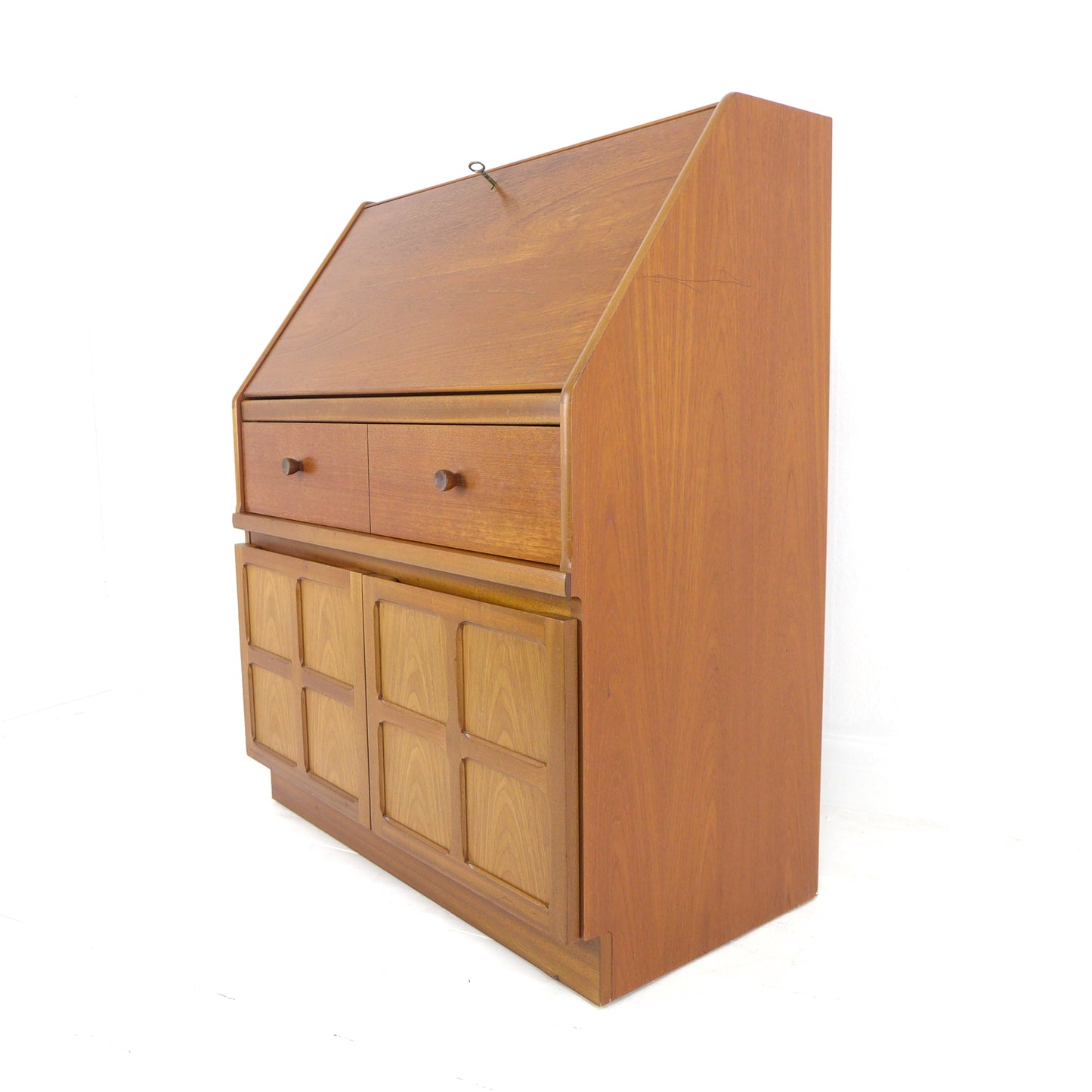 Mid Century NATHAN Teak Desk / Writing Bureau - Home Office Station with Storage