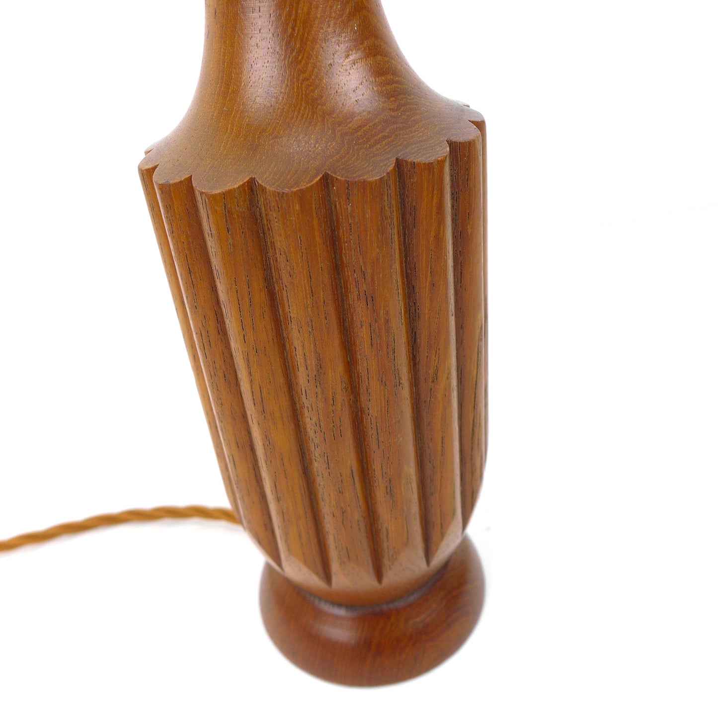 Mid Century Teak Lamp Base with Woven Flex - Vintage/Danish Style