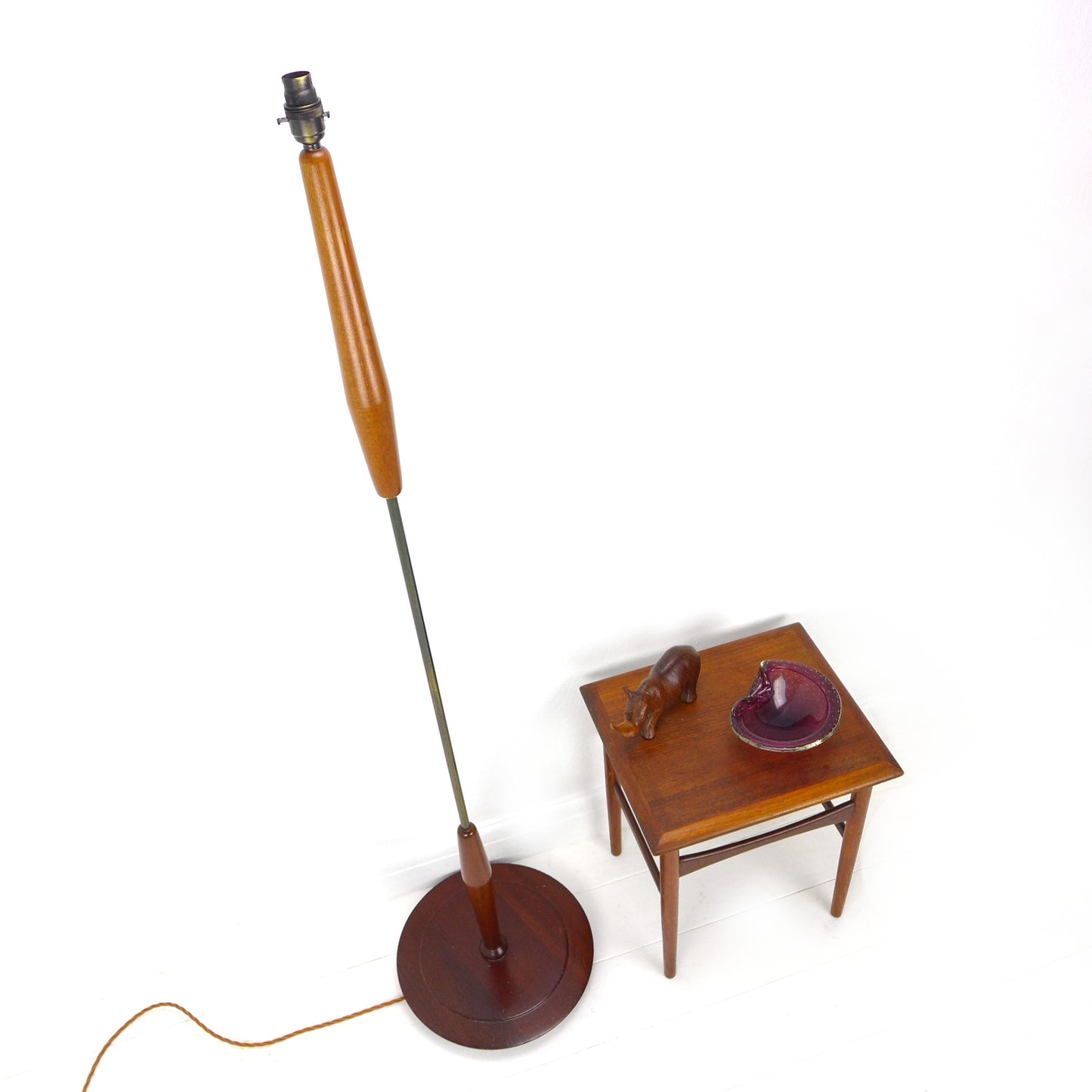 Danish Modern Teak & Brass Floor Lamp / Standard Lamp Base - Vintage/Mid Century