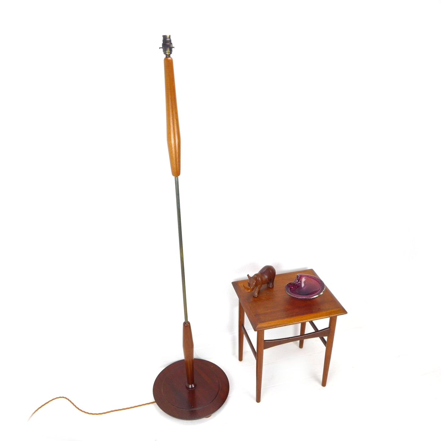 Danish Modern Teak & Brass Floor Lamp / Standard Lamp Base - Vintage/Mid Century