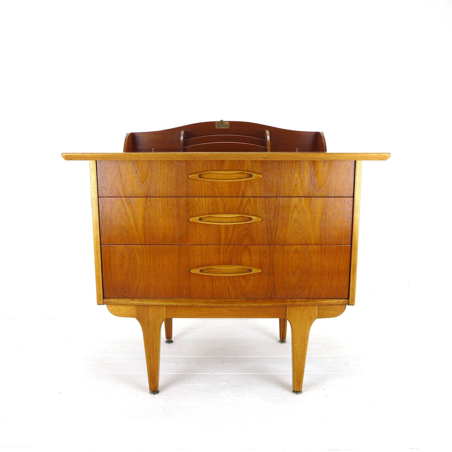 Metamorphic JENTIQUE Desk / Writing Bureau - Compact Home Office Station with Storage - Mid Century Teak