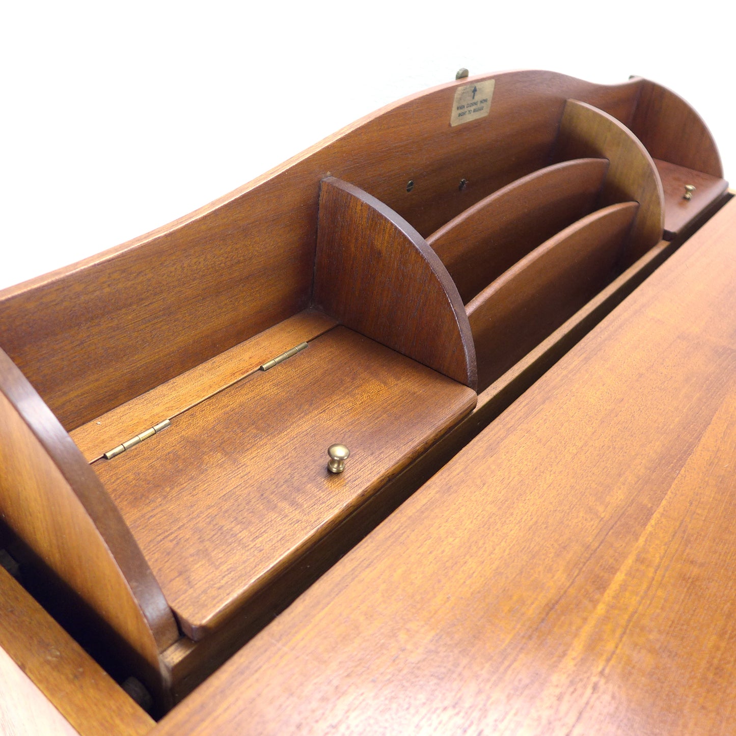 Metamorphic JENTIQUE Desk / Writing Bureau - Compact Home Office Station with Storage - Mid Century Teak