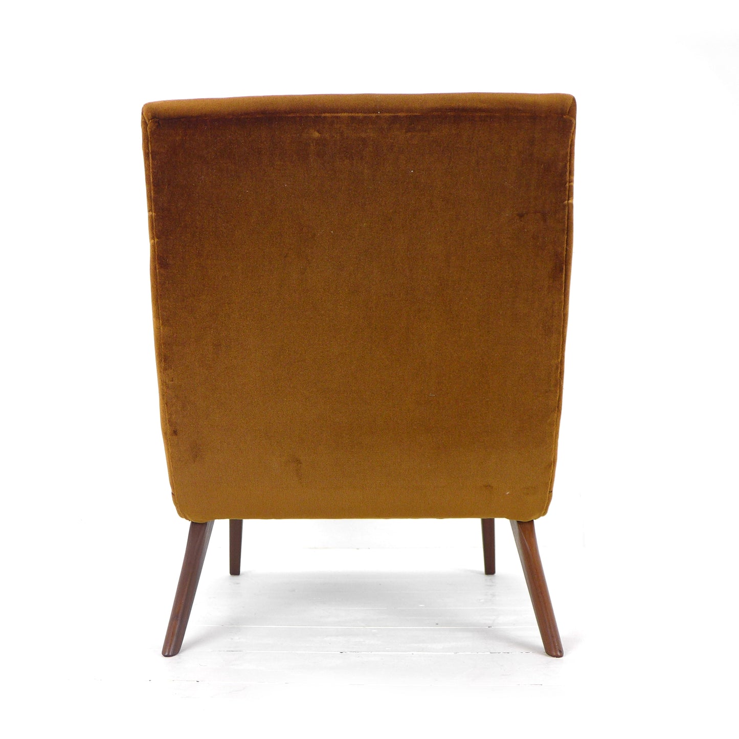 Mid Century Cocktail Chair in Brown Velvet & Teak - Vintage Armchair