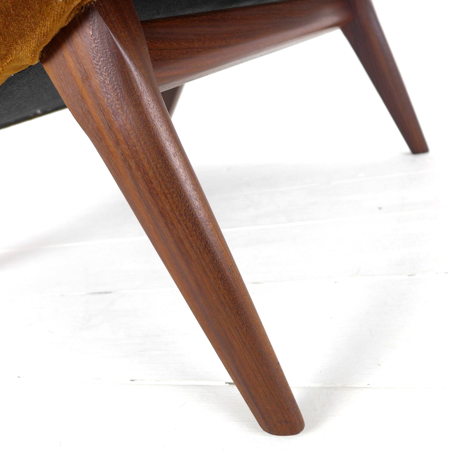 Mid Century Cocktail Chair in Brown Velvet & Teak - Vintage Armchair