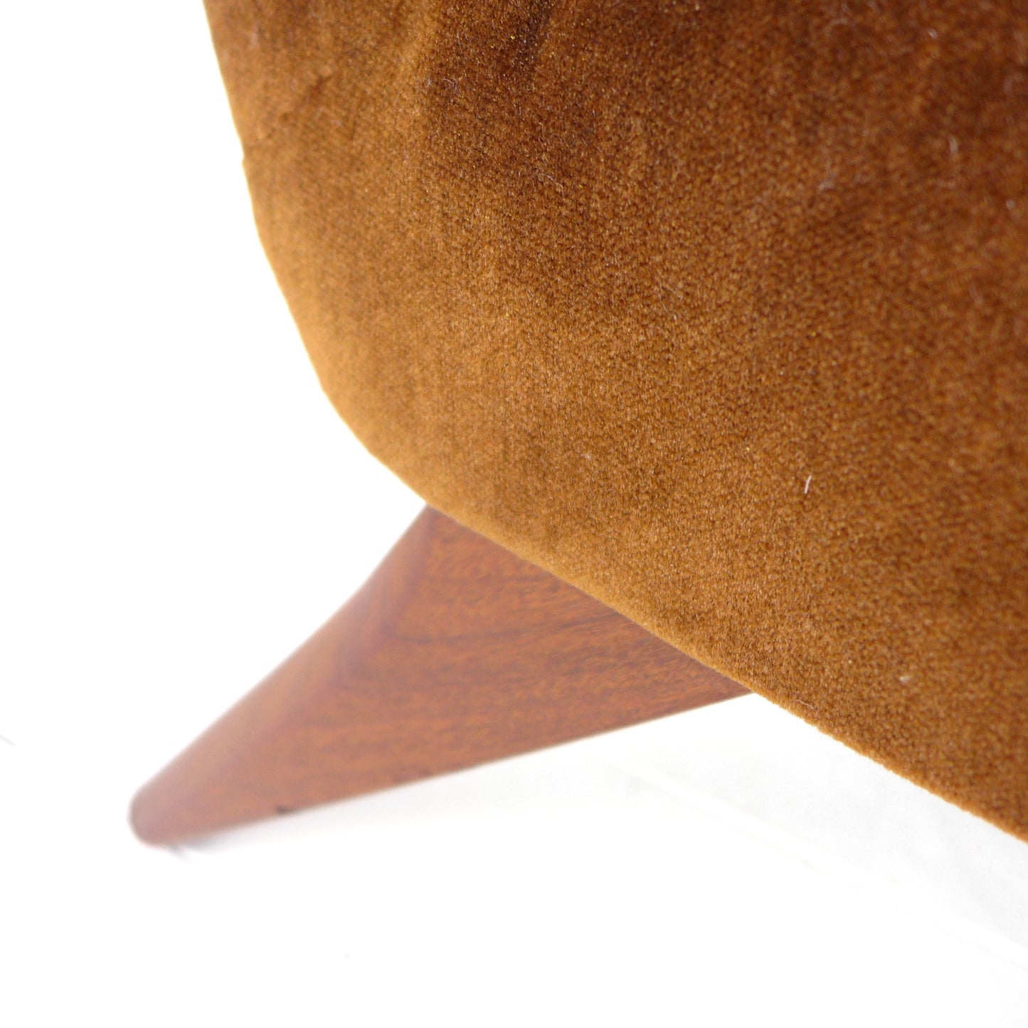 Mid Century Cocktail Chair in Brown Velvet & Teak - Vintage Armchair