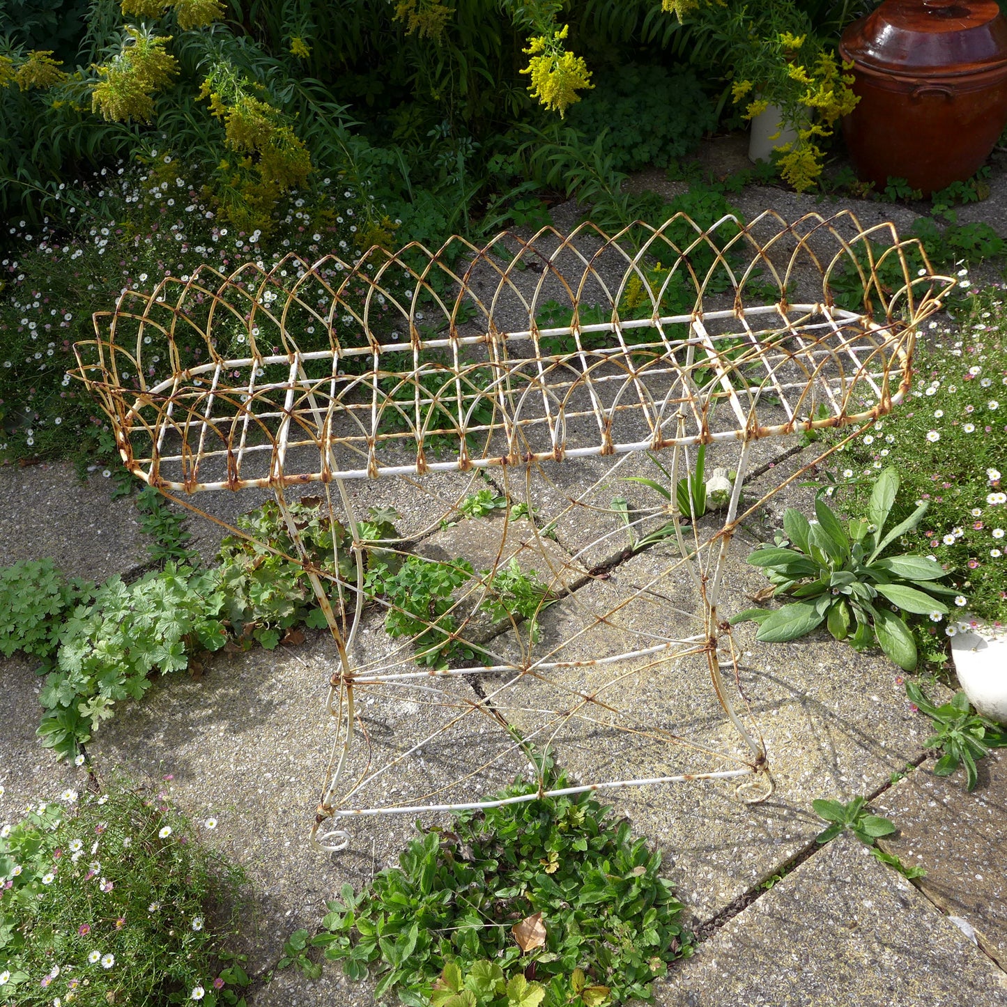 Antique Victorian Metalwork Plant Stand / Shelving Unit White