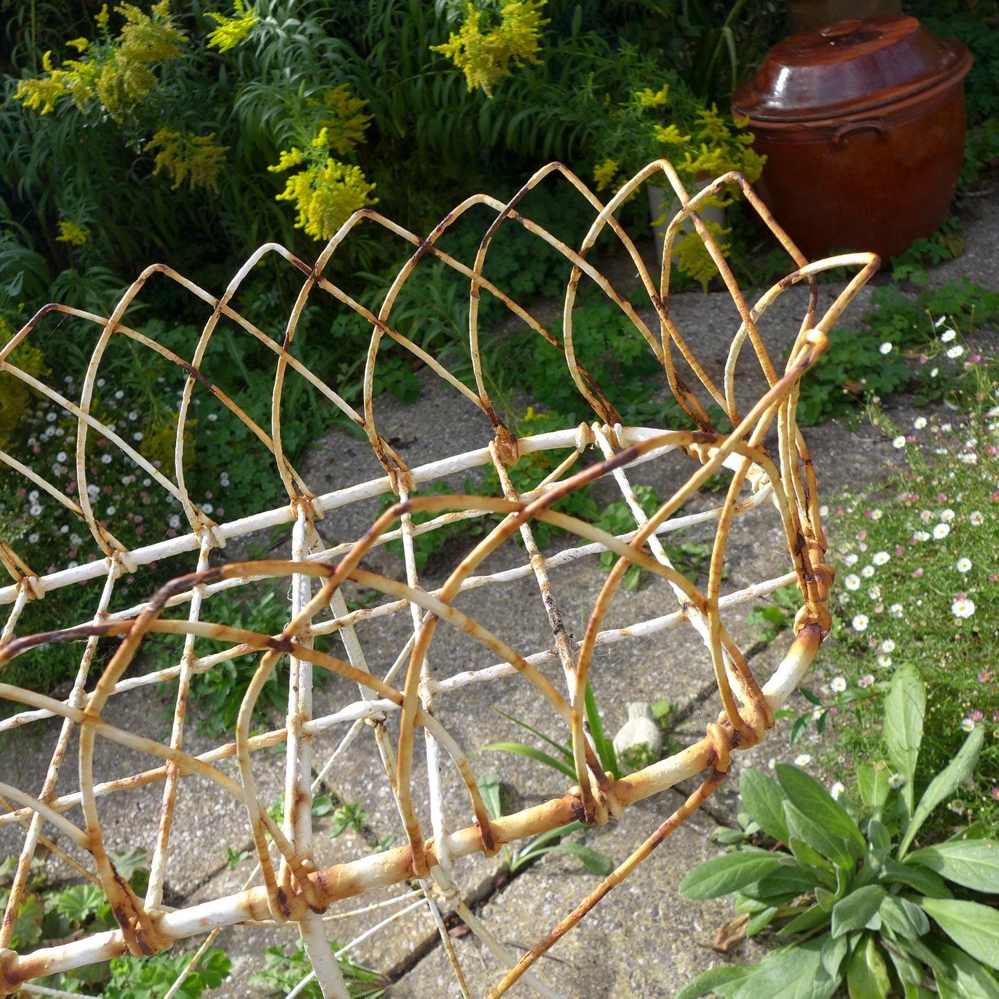 Antique Victorian Metalwork Plant Stand / Shelving Unit White