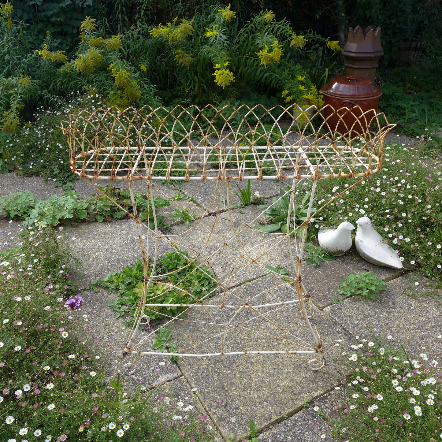 Antique Victorian Metalwork Plant Stand / Shelving Unit White