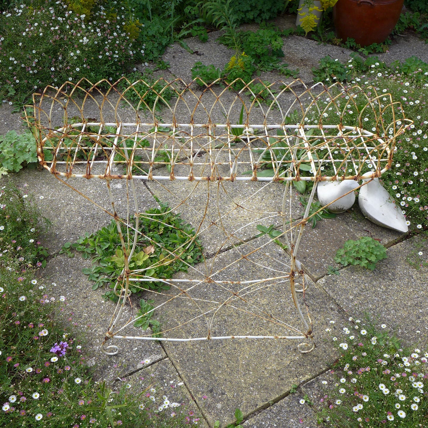 Antique Victorian Metalwork Plant Stand / Shelving Unit White