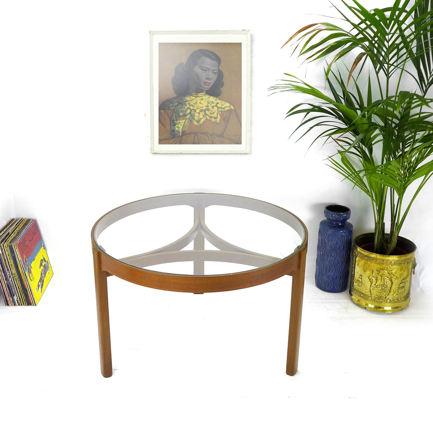 Mid Century Teak & Glass Round Coffee Table by Nathan Furniture