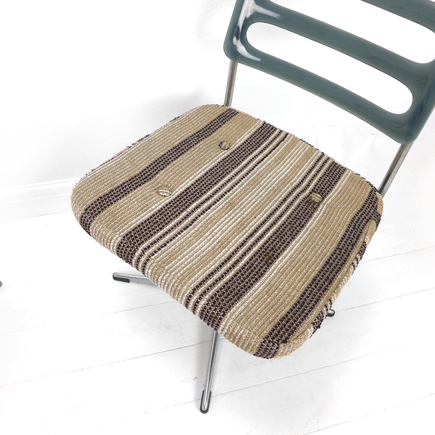 Mid Century Swivel Dining Chairs with Original Fabric by Barget, London - Set of 4