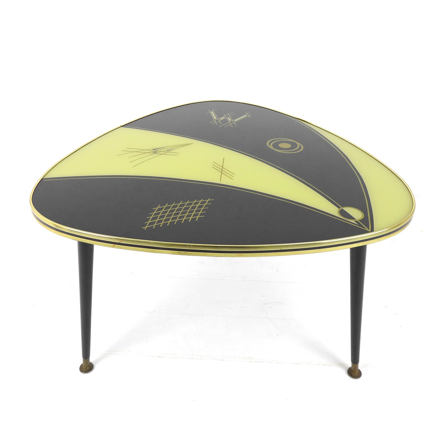 Mid Century Atomic Coffee Table - Tripod Legs - Glass Top - Plant Stand/Lamp/End/Vintage