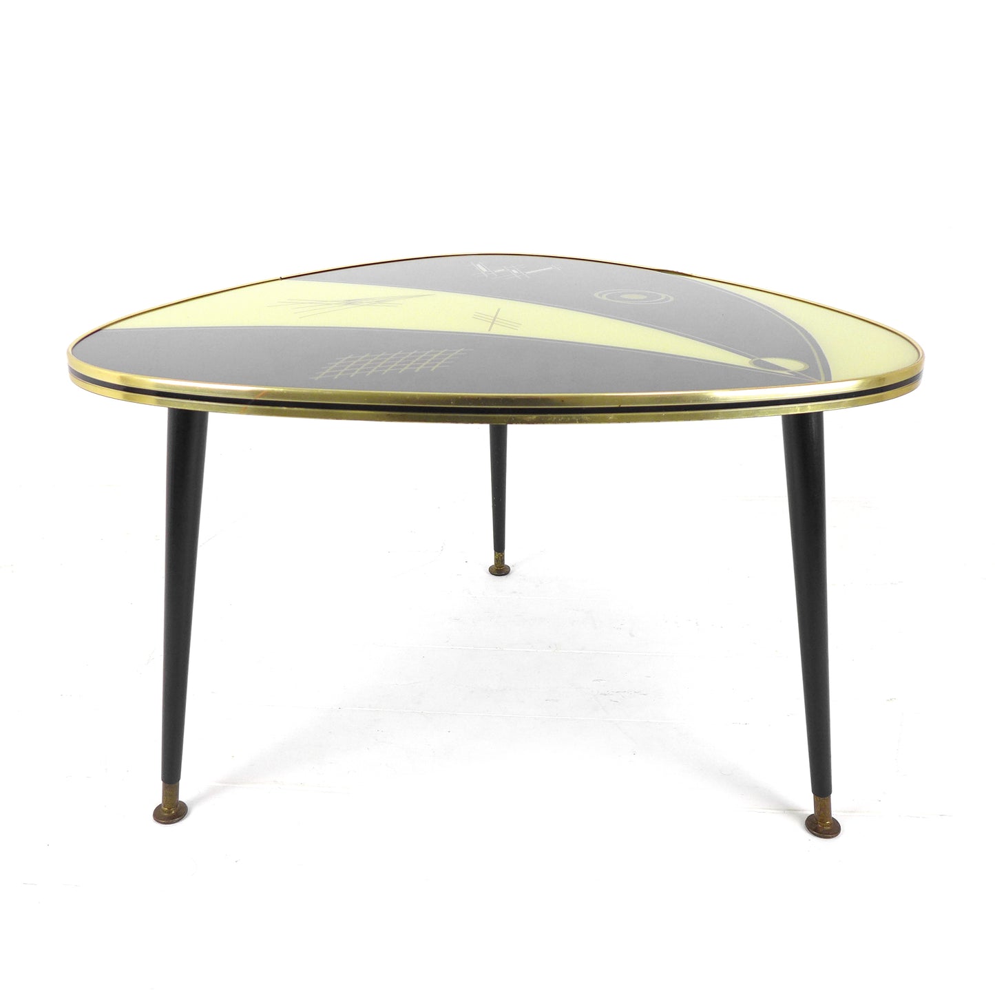 Mid Century Atomic Coffee Table - Tripod Legs - Glass Top - Plant Stand/Lamp/End/Vintage