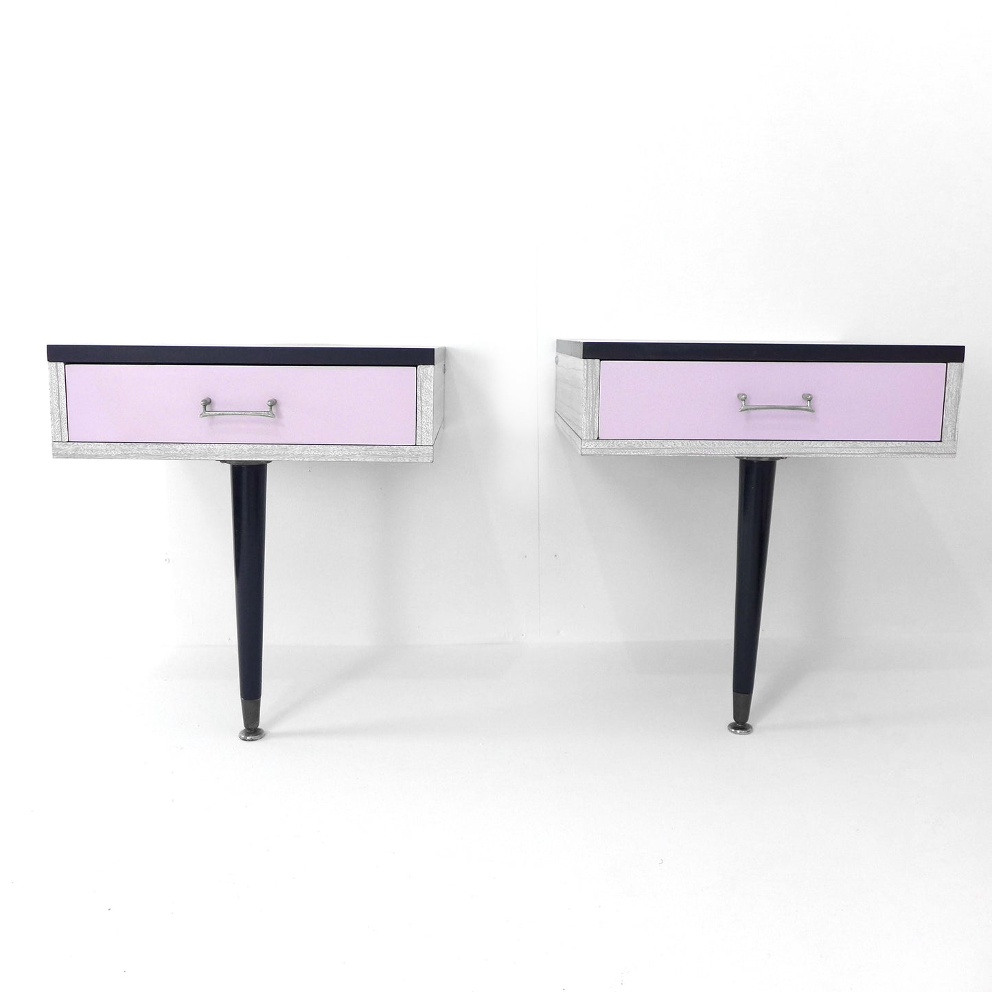 Mid Century Bedroom Set - Bedside Tables & Dressing table / Chest of Drawers with Mirrors - Vintage Melamine