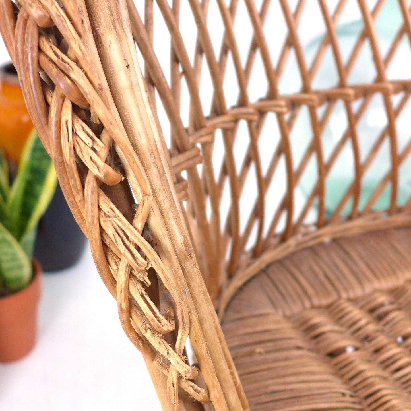 Vintage 1970s Rattan Peacock Chair - Mid Century Bohemian