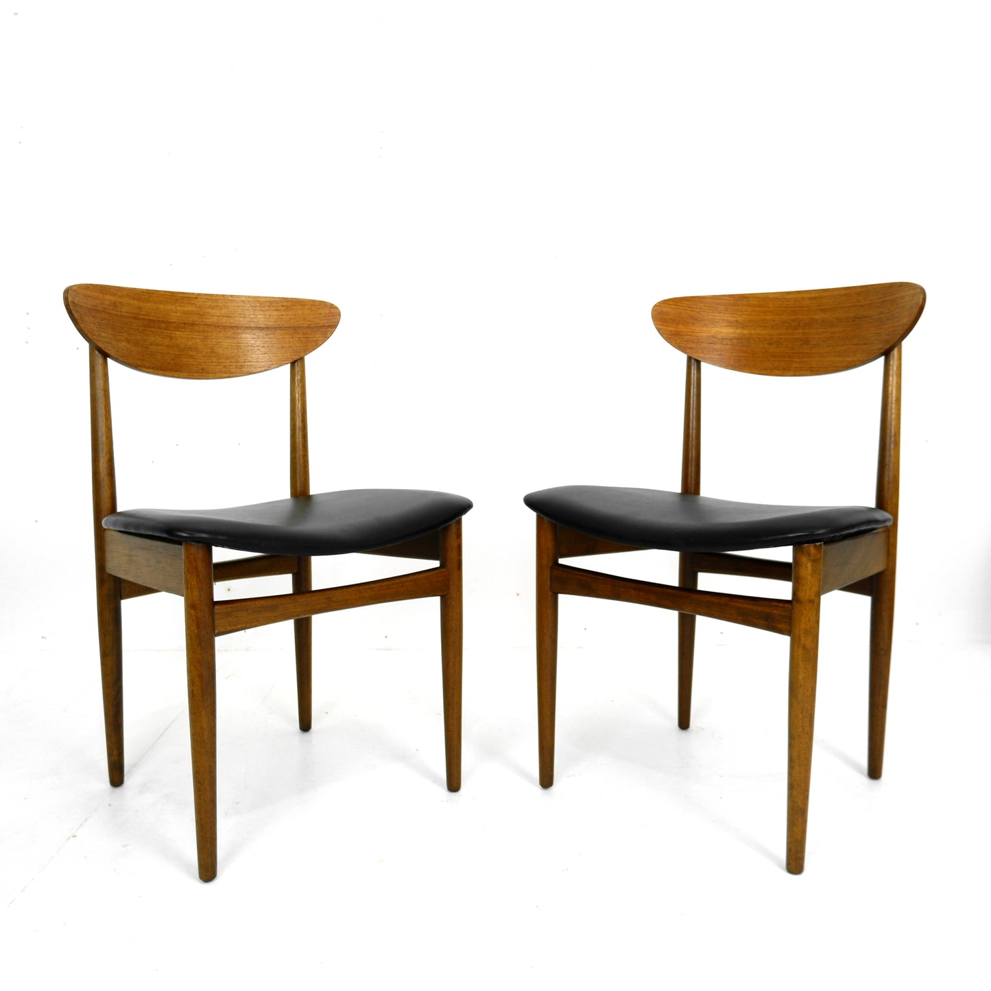 Set 4 G PLAN Dining Chairs - Danish Range by Kfod Larsen in Teak - NEW Black Vinyl Fabric - Mid Century Modern