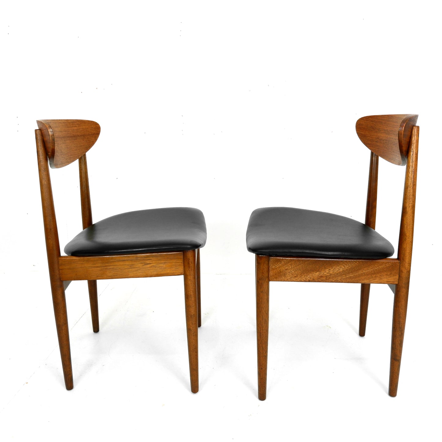 Set 4 G PLAN Dining Chairs - Danish Range by Kfod Larsen in Teak - NEW Black Vinyl Fabric - Mid Century Modern