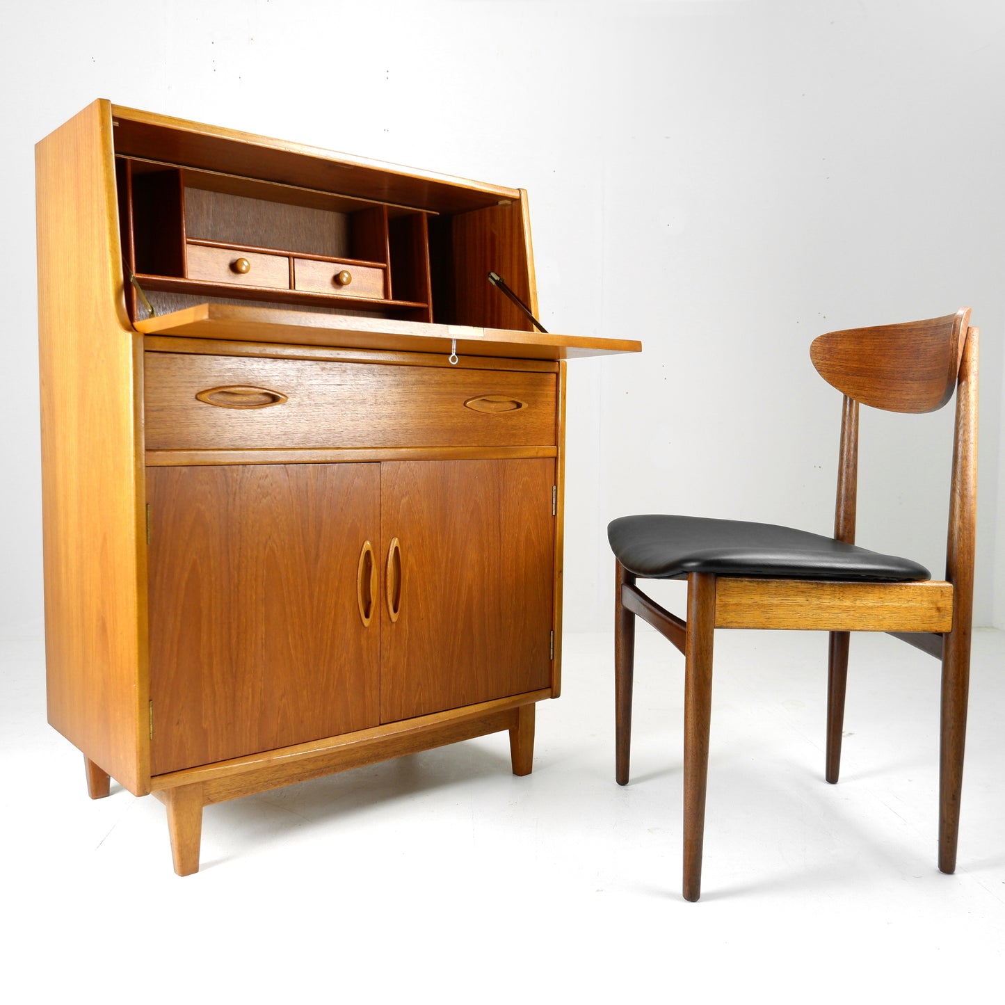 Mid Century Teak Bureau Desk by Jentique - Home Office with Storage