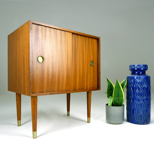 Mid Century Teak Record Cabinet / Vinyl Storage / HiFi Record Player Stand