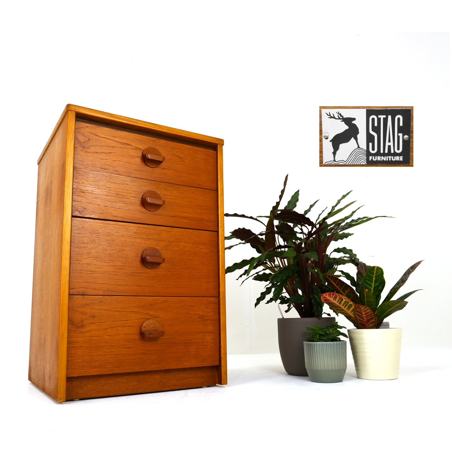 Mid Century STAG Bedside Table in Teak by John & Silvia Reid